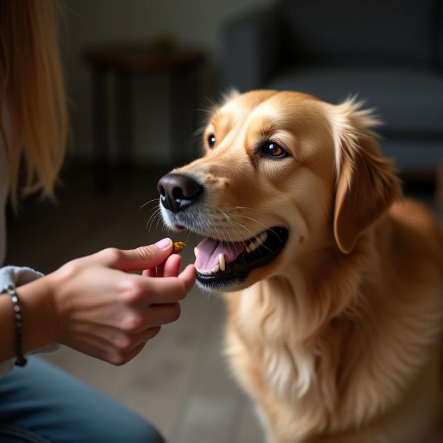 A professional trainer using positive reinforcement with a happy dog